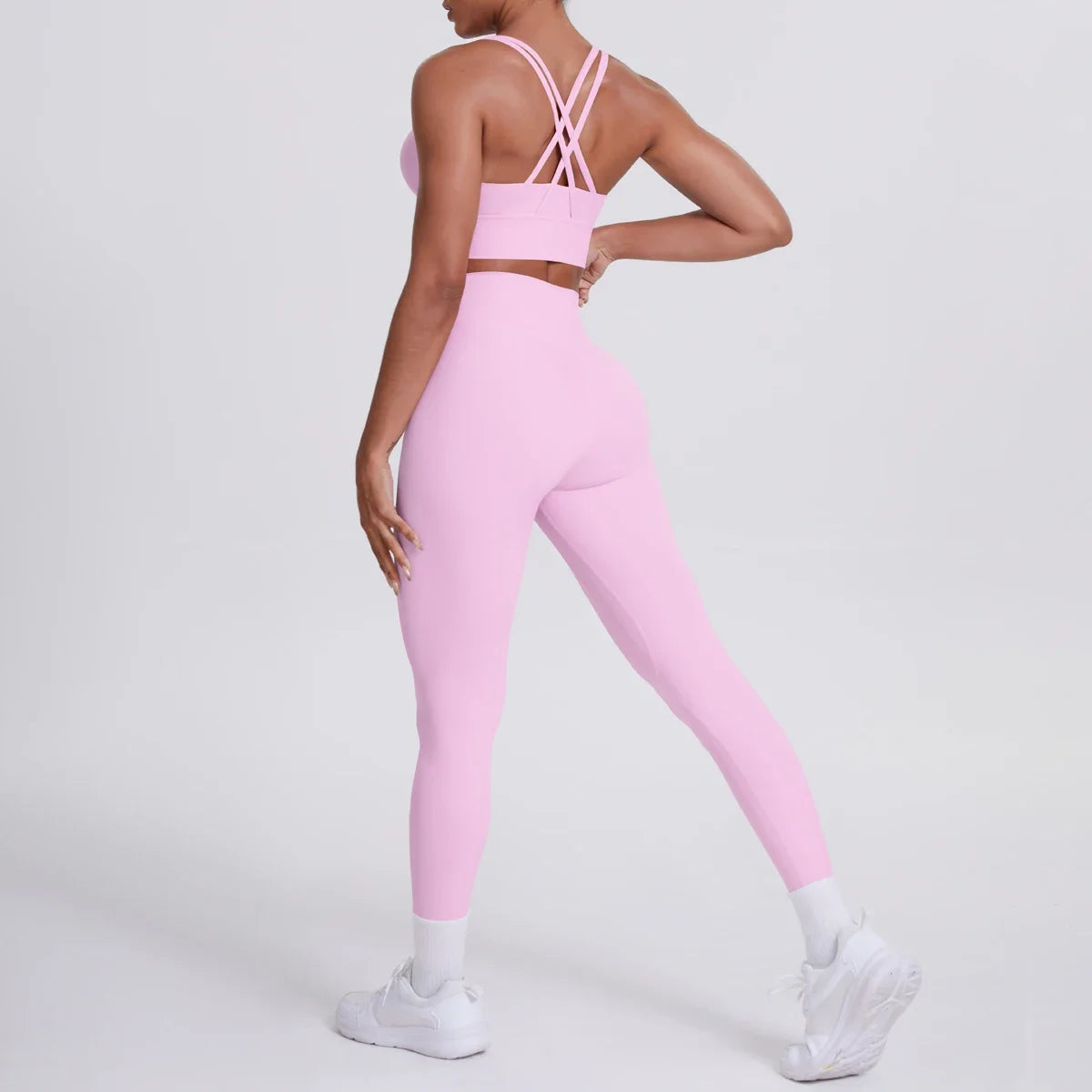 2PCS Yoga Set Nude Feeling Workout Sets Women Tracksuit Gym Push Up Fi